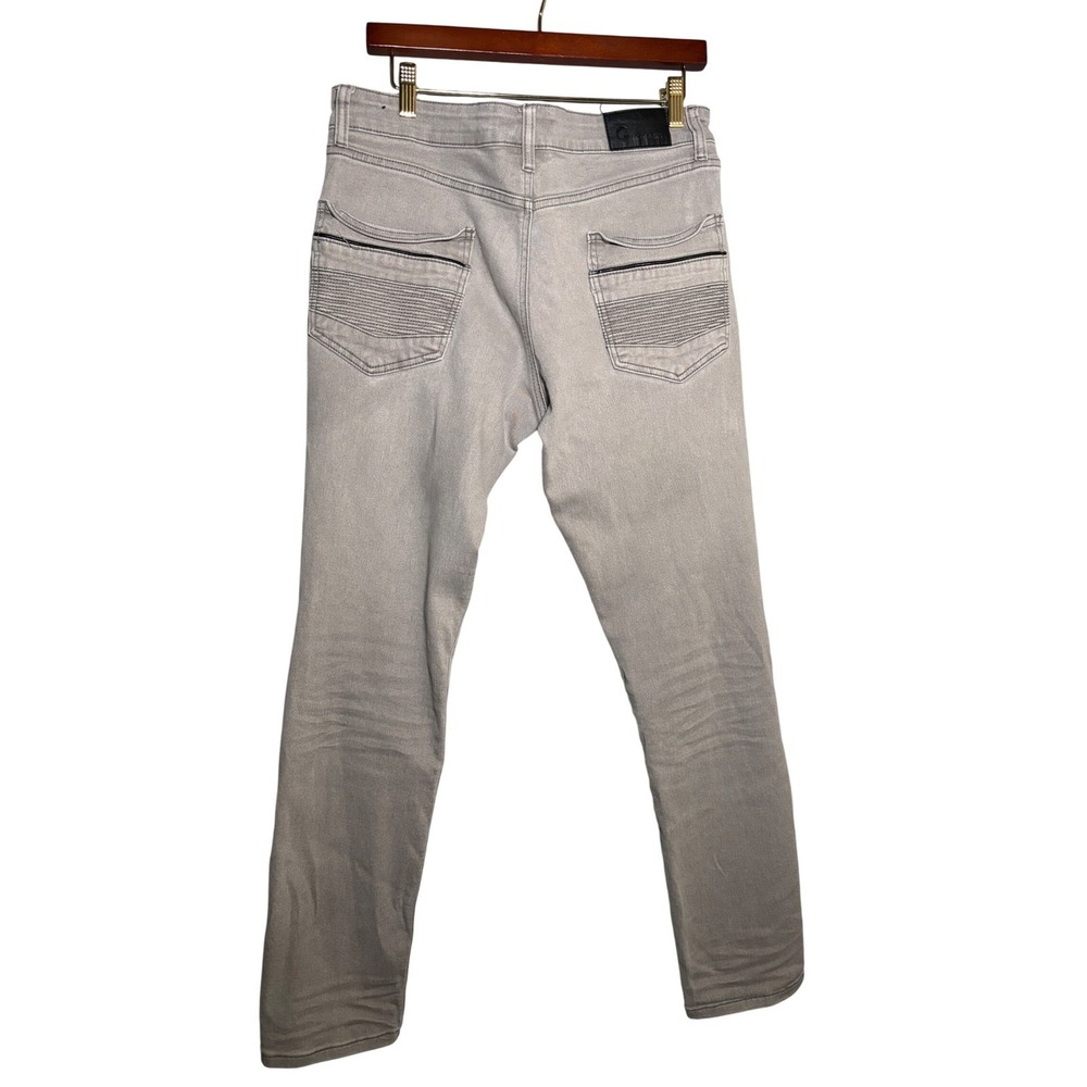 G Fried-Denim Mens 34x32 Slim Fit Gray Moto Ribbed Back Pocket Stretch Jeans